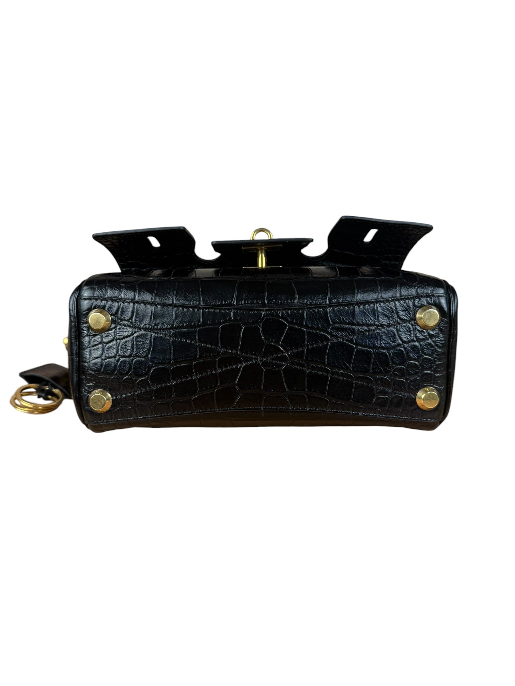 Balenciaga Black Leather Mini Bel Air Carry All Two-Way Bag