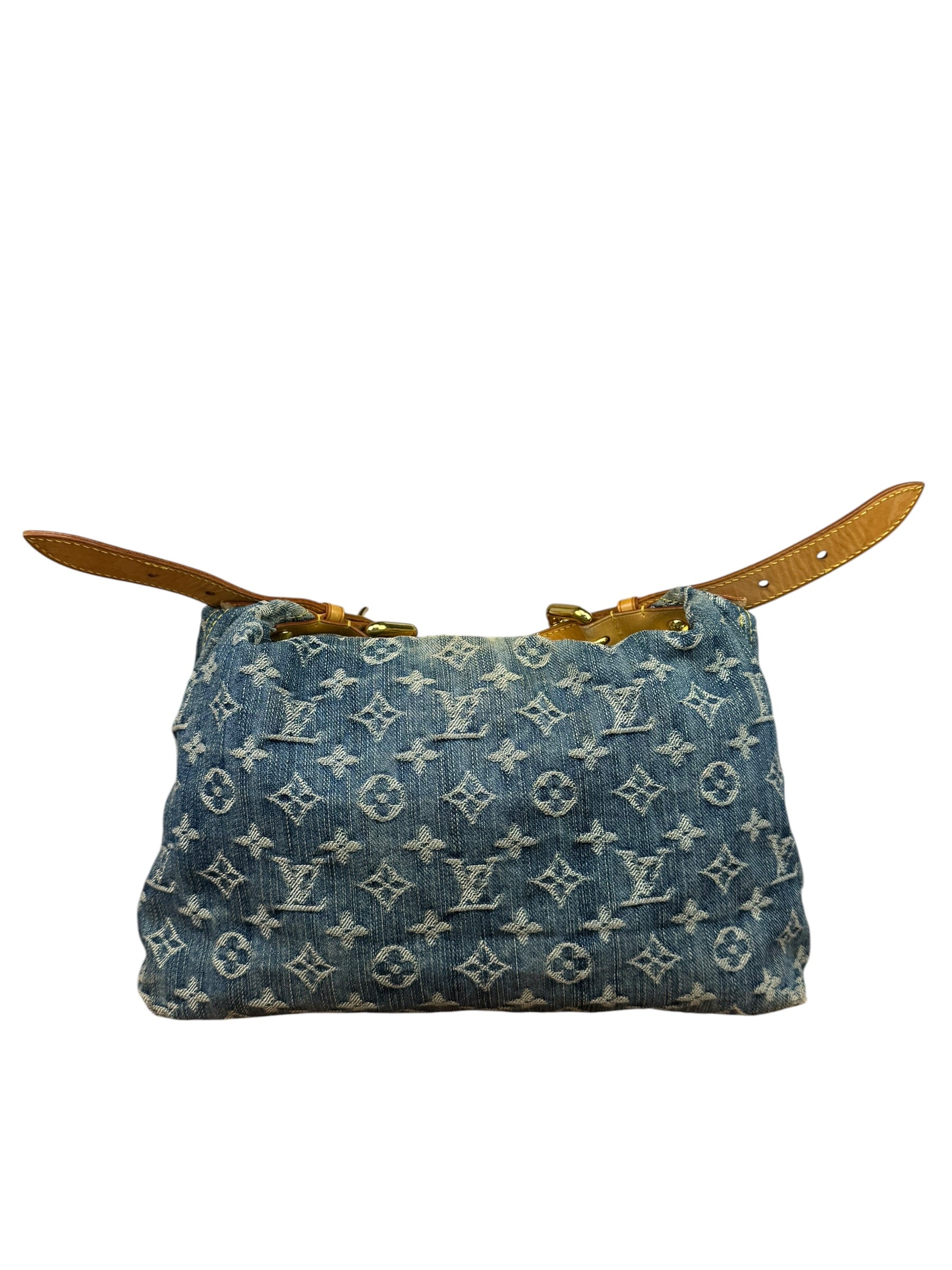Louis Vuitton Vintage Denim Leather Trim Monogram Baggy Shoulder Bag MM
