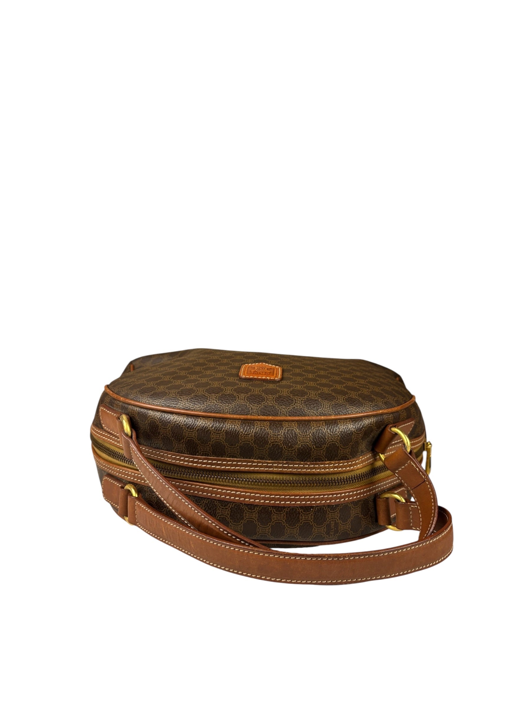 Celine Brown Leather Macadam Dome Handbag