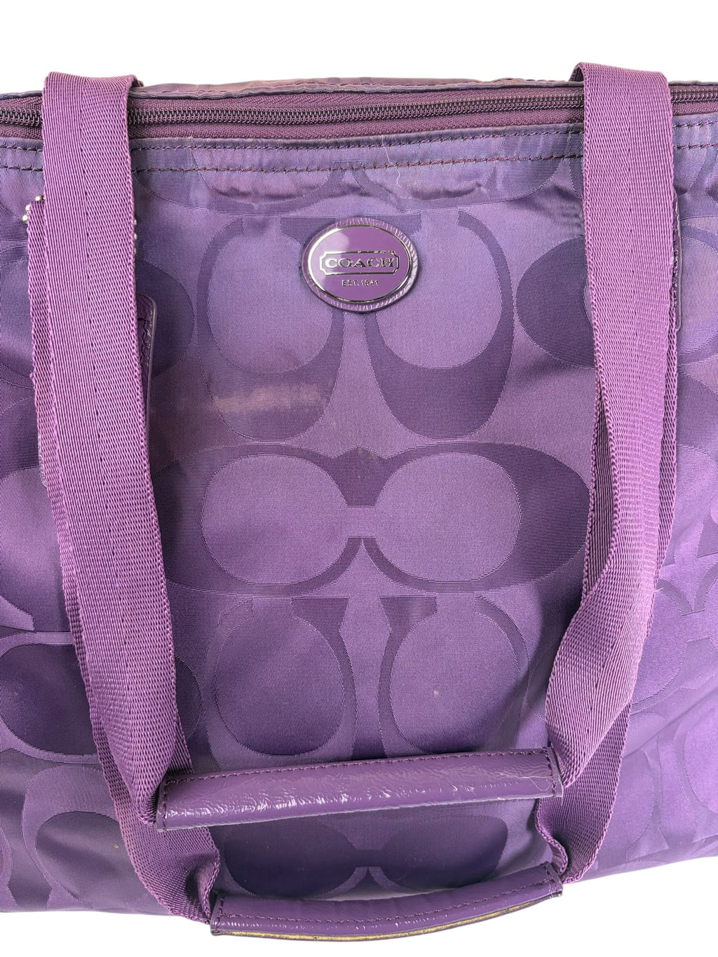 Coach Purple Nylon/Leather Trim Gateway Packable Weekender Tote