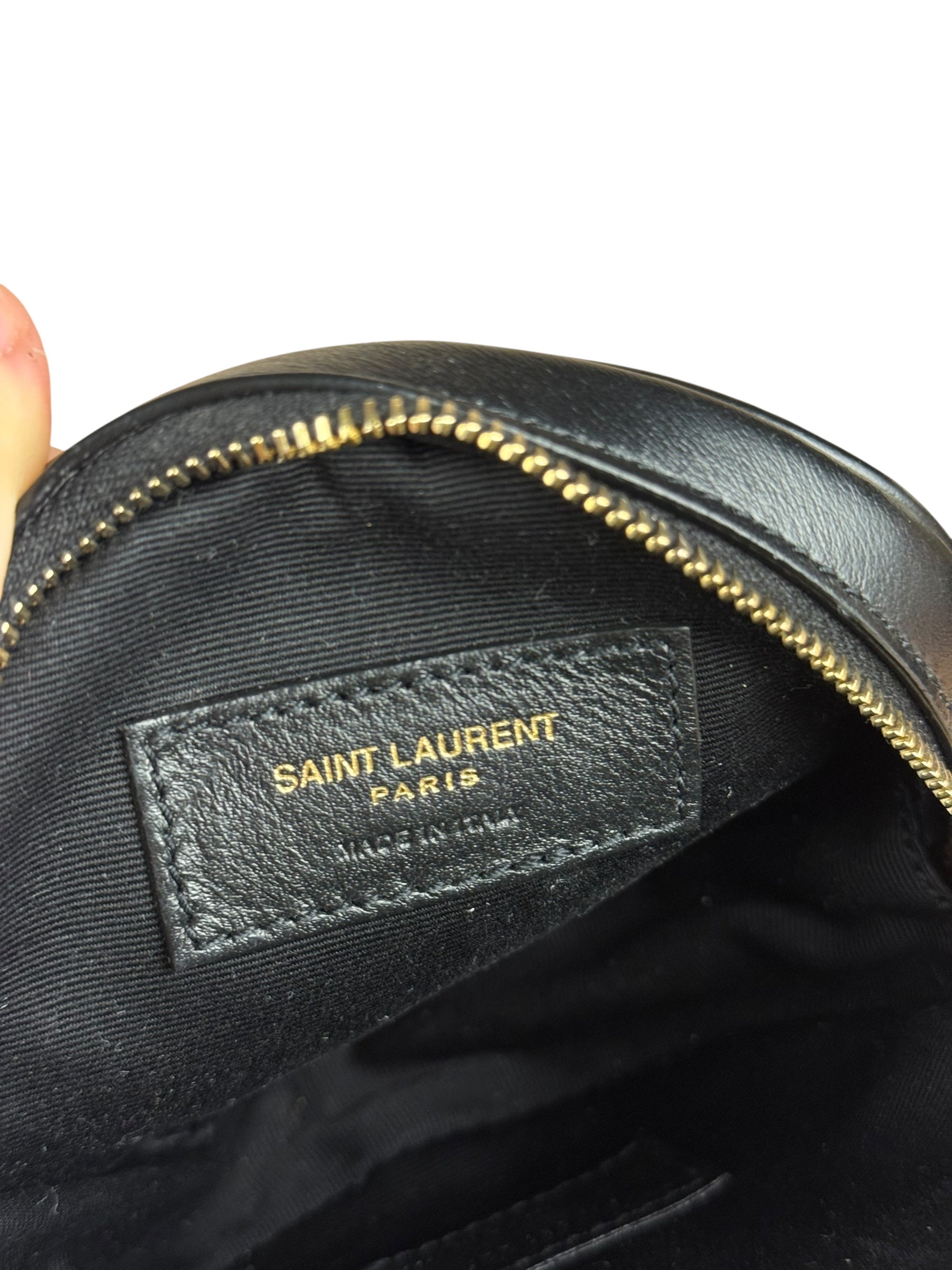 Saint Laurent Round Vinyle Quilted Shoulder Bag Black