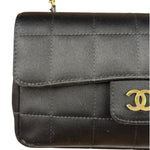 Chanel Black Satin Chocolate Bar Mini East-West Flap Bag