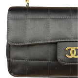 Chanel Black Satin Chocolate Bar Mini East-West Flap Bag