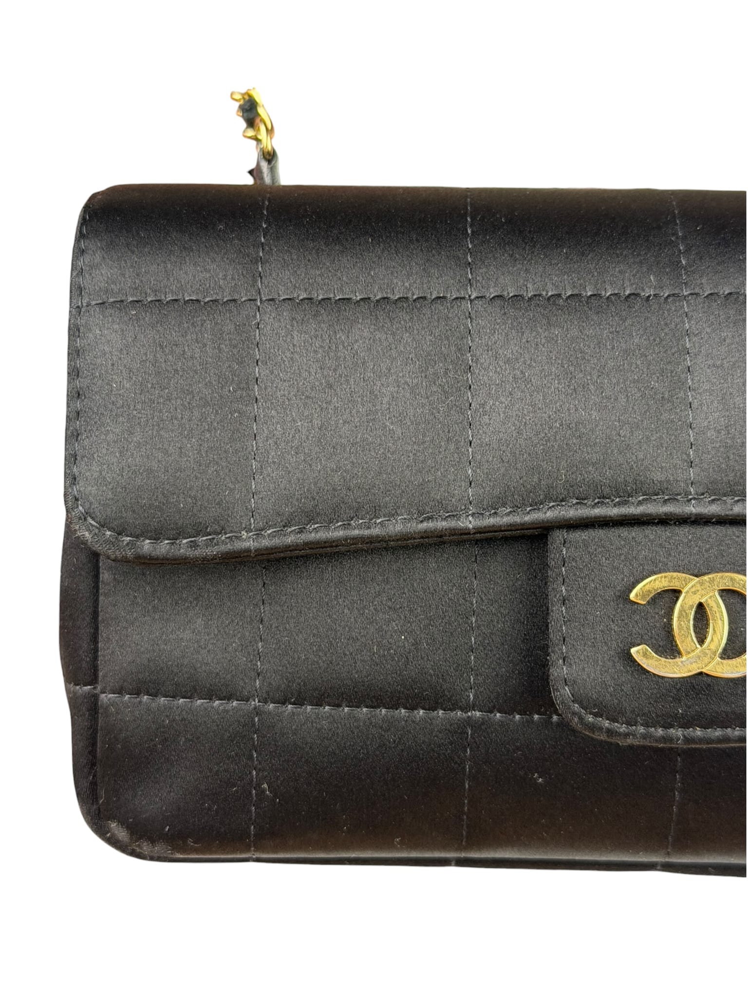 Chanel Black Satin Chocolate Bar Mini East-West Flap Bag