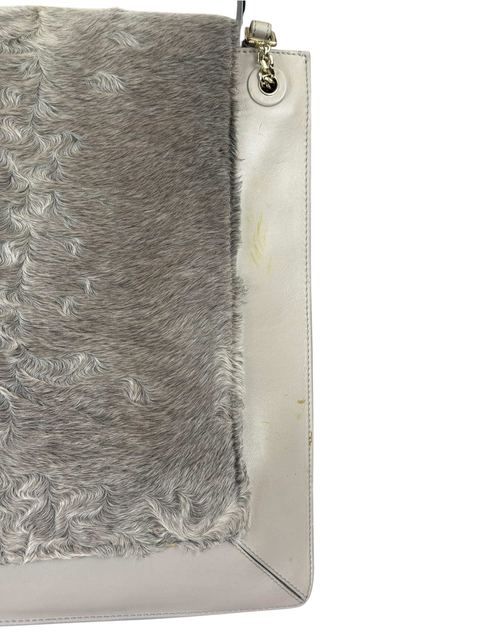Jasonwu Grey Leather Lamb Fur Flap Tote