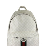 Gucci White Leather GG Green/Red Stripe Backpack