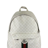 Gucci White Leather GG Green/Red Stripe Backpack