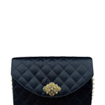 Chanel Black Quilted Satin Gripoix 1986