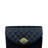 Chanel Black Quilted Satin Gripoix 1986