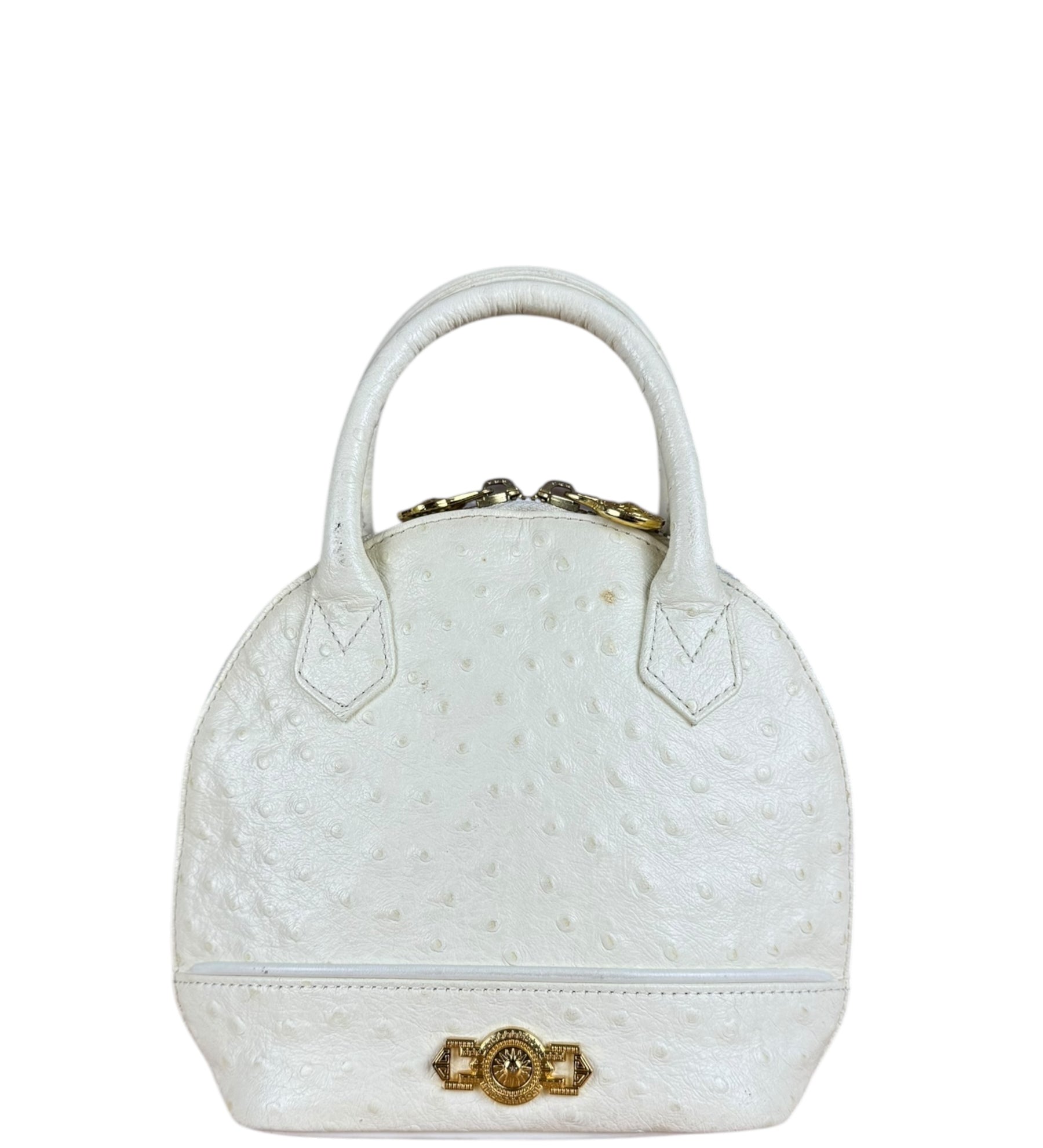 Versace Vintage Mini Osctrich Leather Top Handle Bag