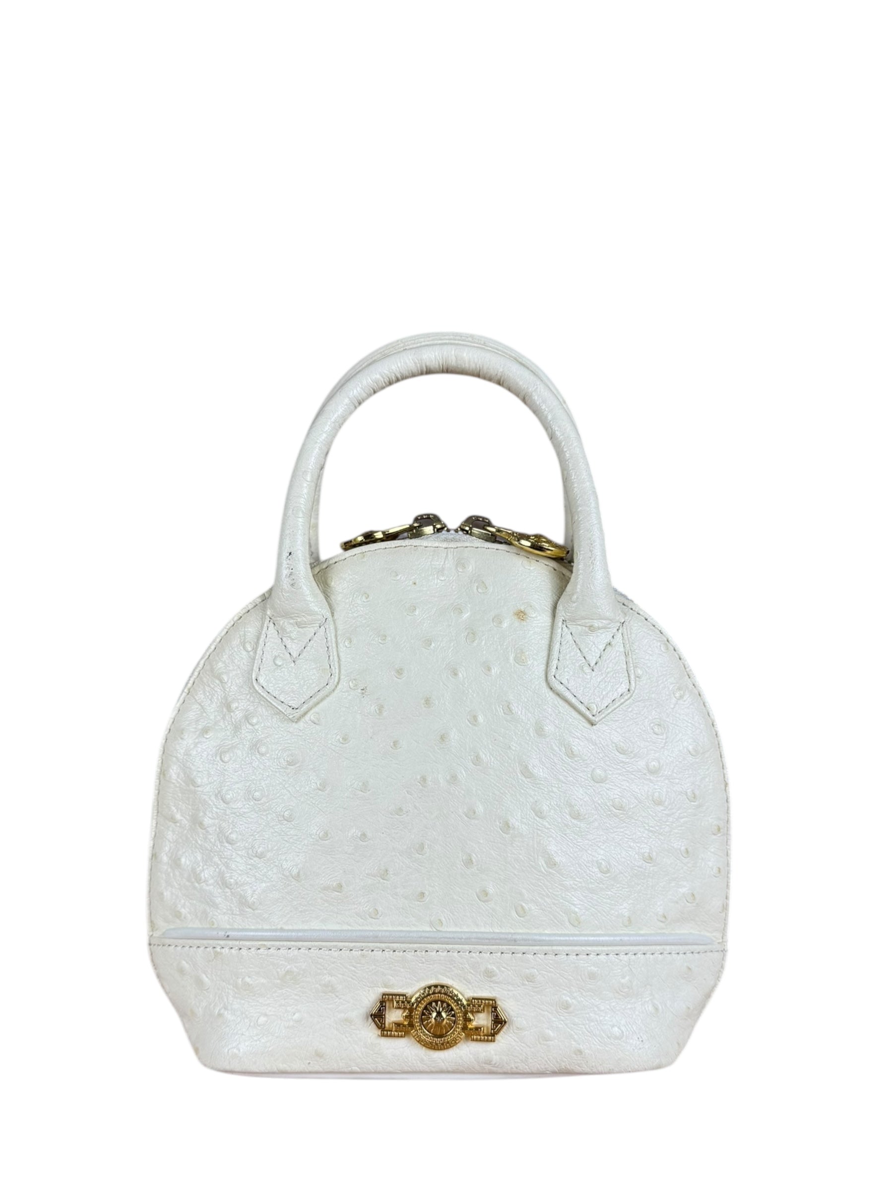Versace Vintage Mini Osctrich Leather Top Handle Bag