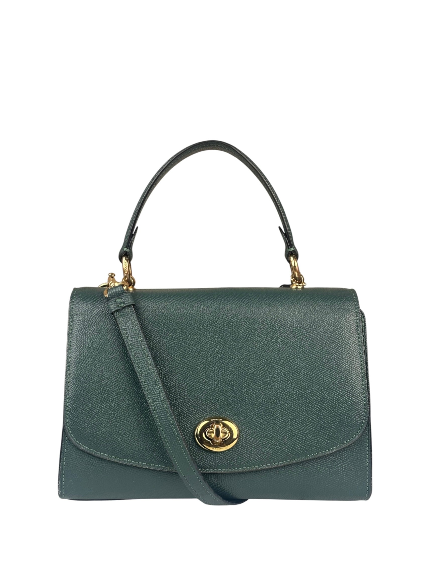 Coach Teal Crossgrain Leather Tilly Satchel 23 Two-Way Bag