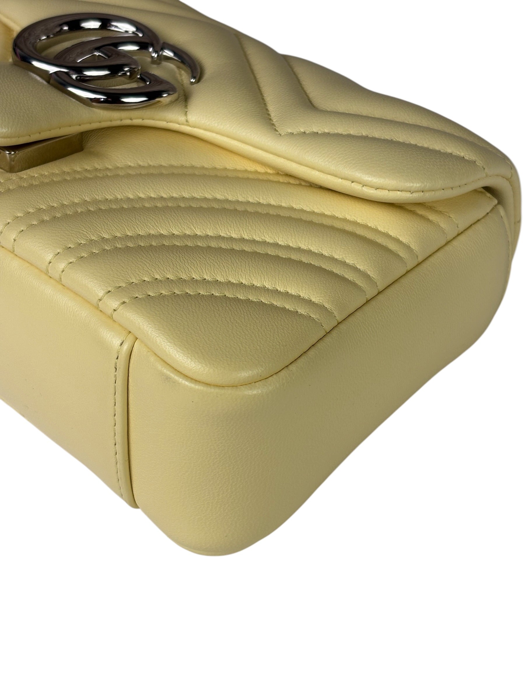 Gucci Yellow Leather Matelasse Marmont Shoulder Bag
