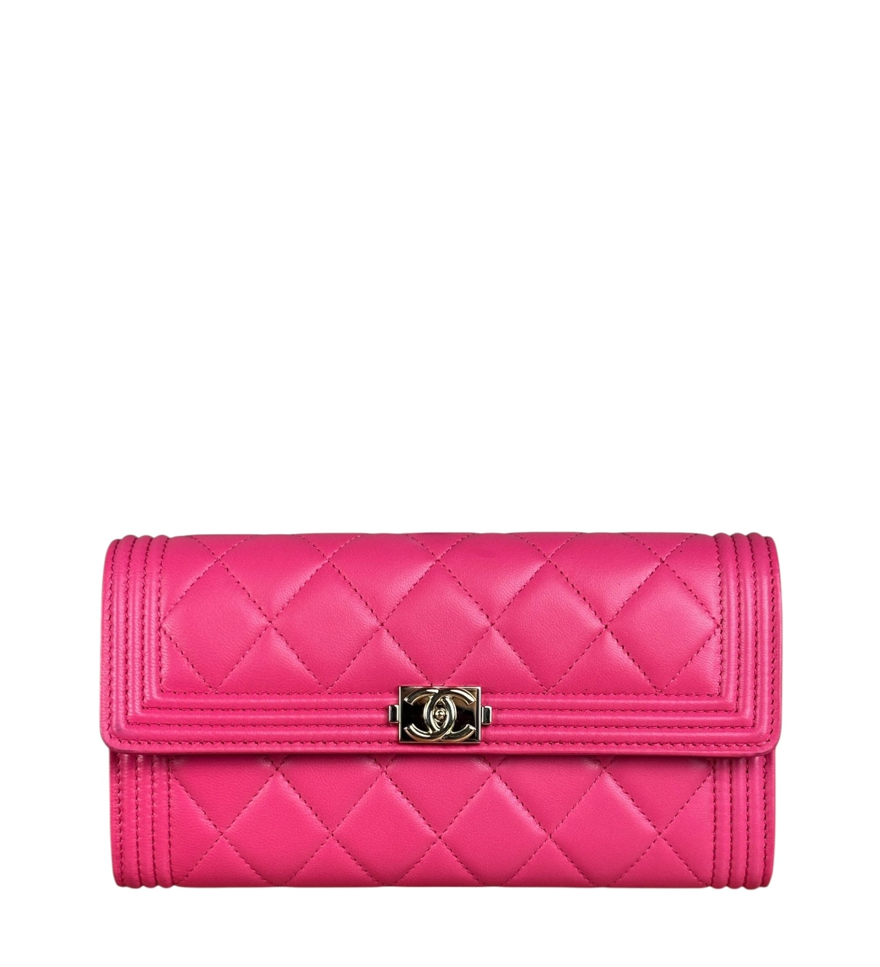 Chanel Pink Quilted Boy Wallet