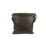 Bottega Veneta Brown Leather Woven Intrecciato Crossbody Bag