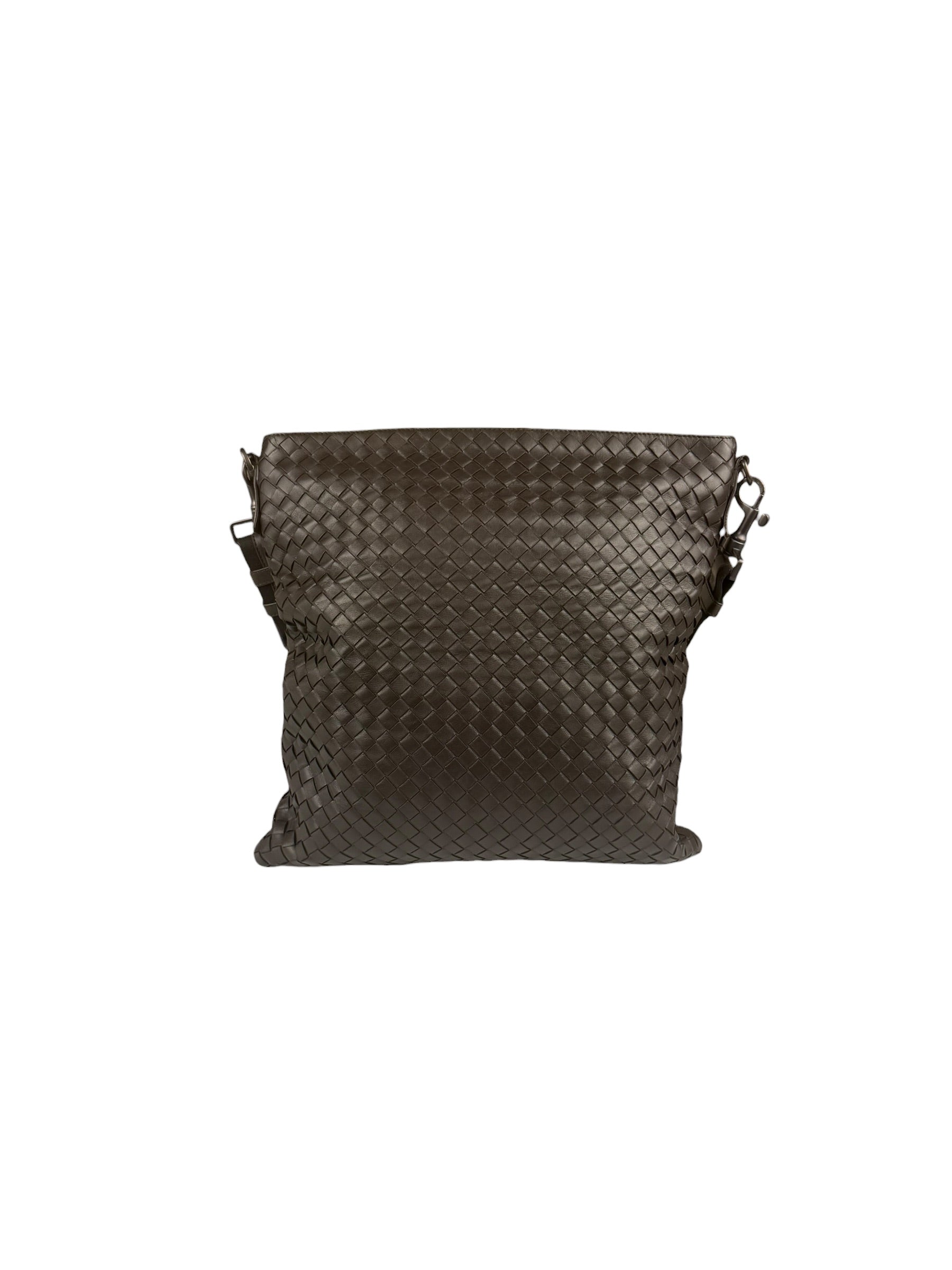 Bottega Veneta Brown Leather Woven Intrecciato Crossbody Bag