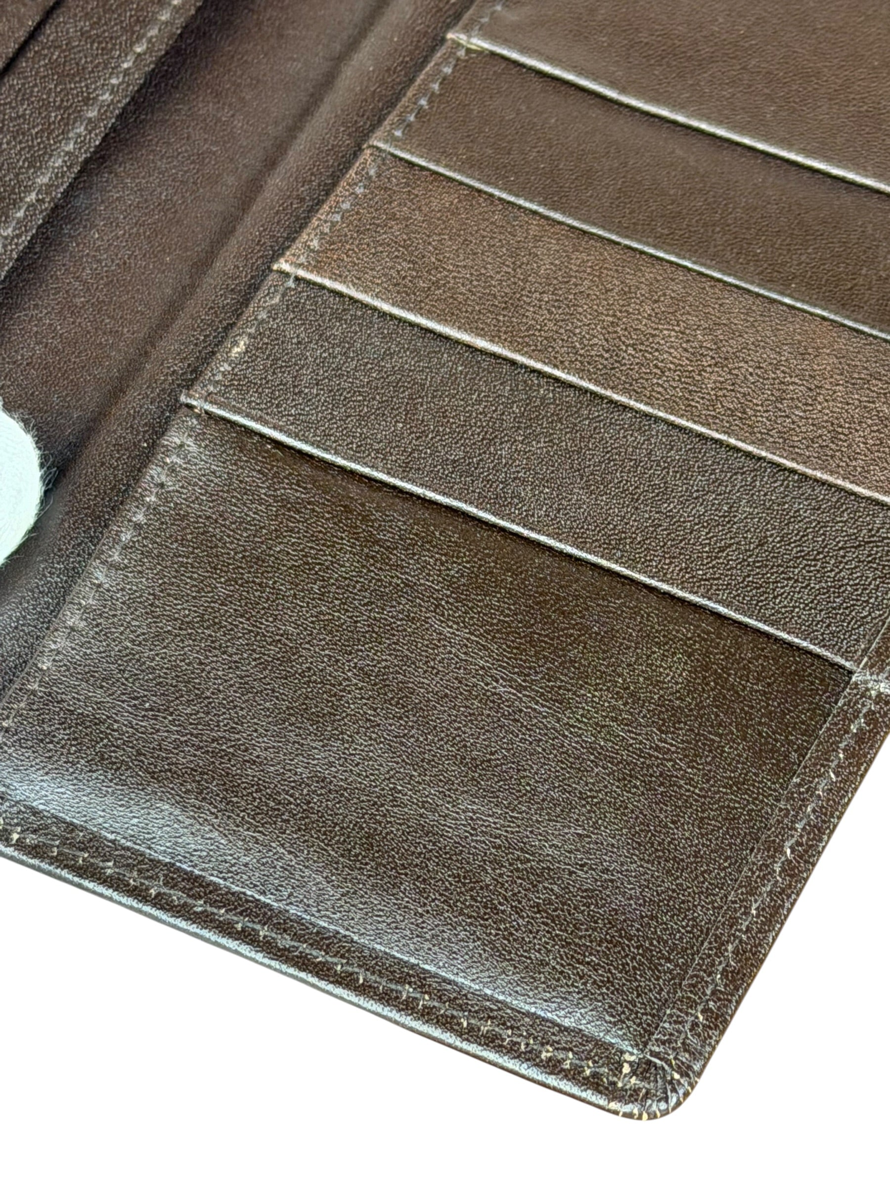 Christian Dior Brown Leather Bifold Checkbook Wallet