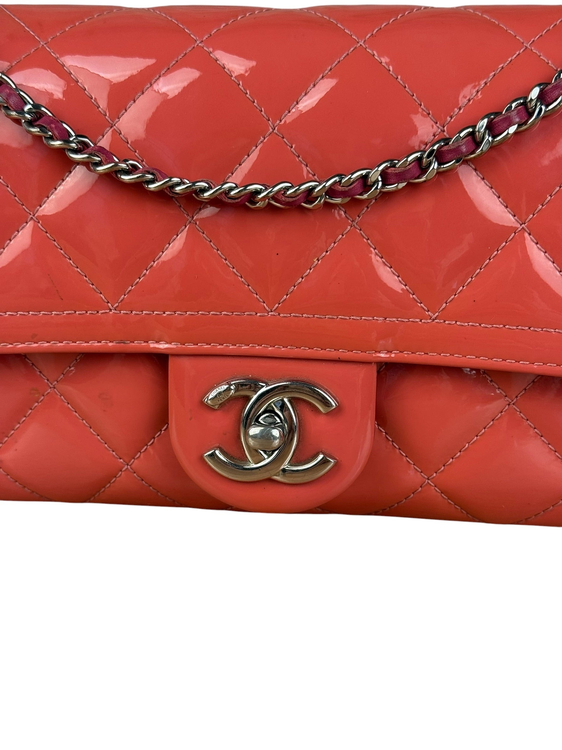 Chanel Pink Patent Quilted Small Coco Shine Flap Bag 2014