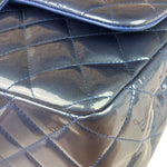 Chanel Perl Glossy Blue Quilted Patent Leather Double Flap Bag 2012