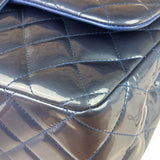 Chanel Perl Glossy Blue Quilted Patent Leather Double Flap Bag 2012