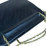 Chanel Vintage Black Chevron Leather Chain Bag