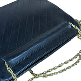Chanel Vintage Black Chevron Leather Chain Bag