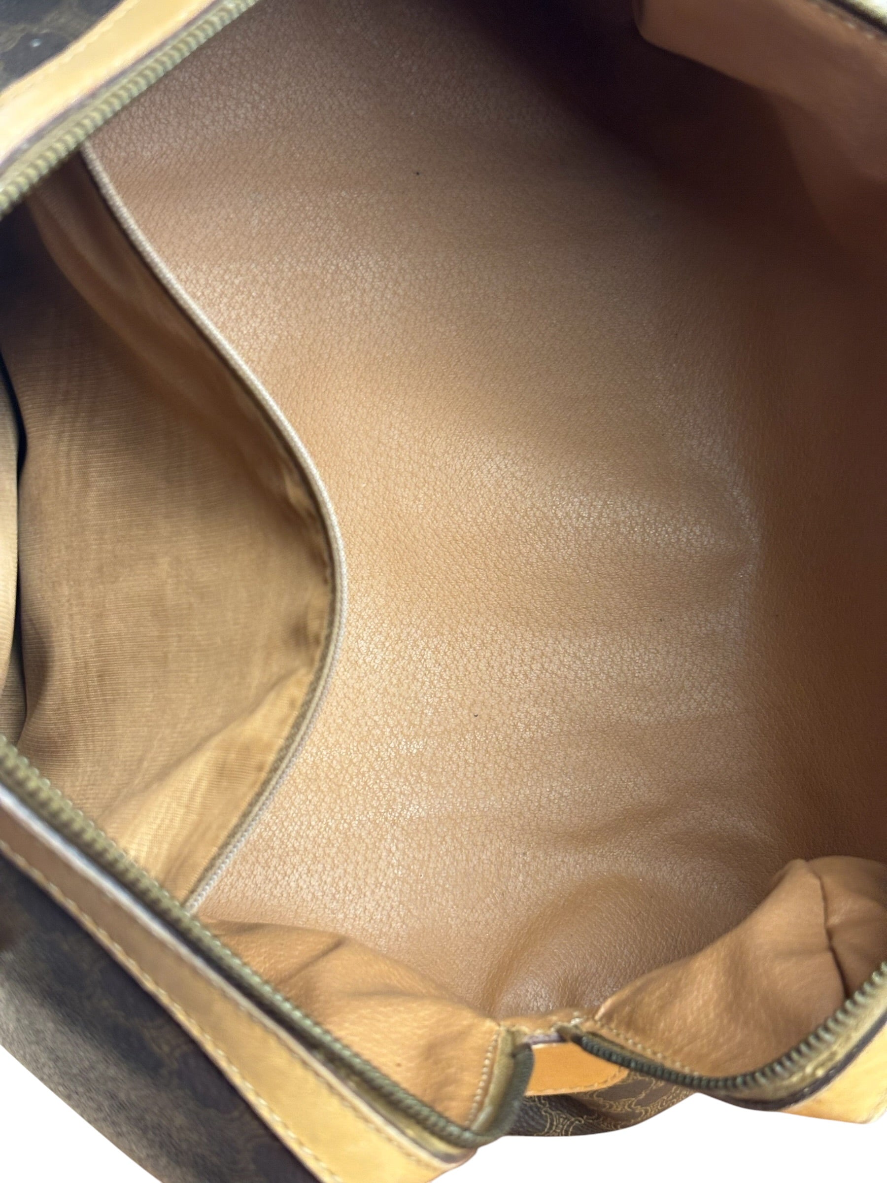 Celine Vintage Brown Coated Macadam Boston Handbag