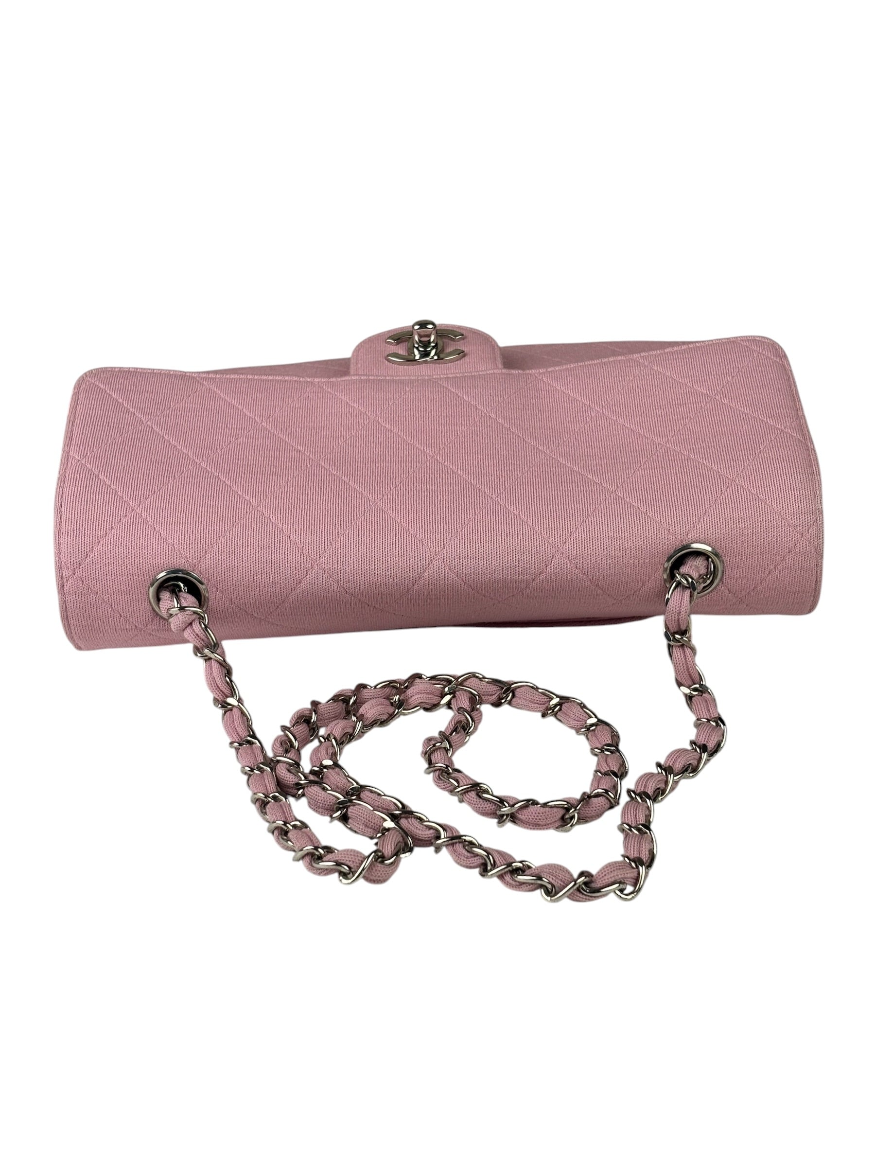 Chanel Pink Quilted Jersey Classic Flap Bag 1997