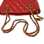 Chanel Vintage Red Quilted Lambskin Shoulder Bag 1989