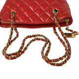 Chanel Vintage Red Quilted Lambskin Shoulder Bag 1989
