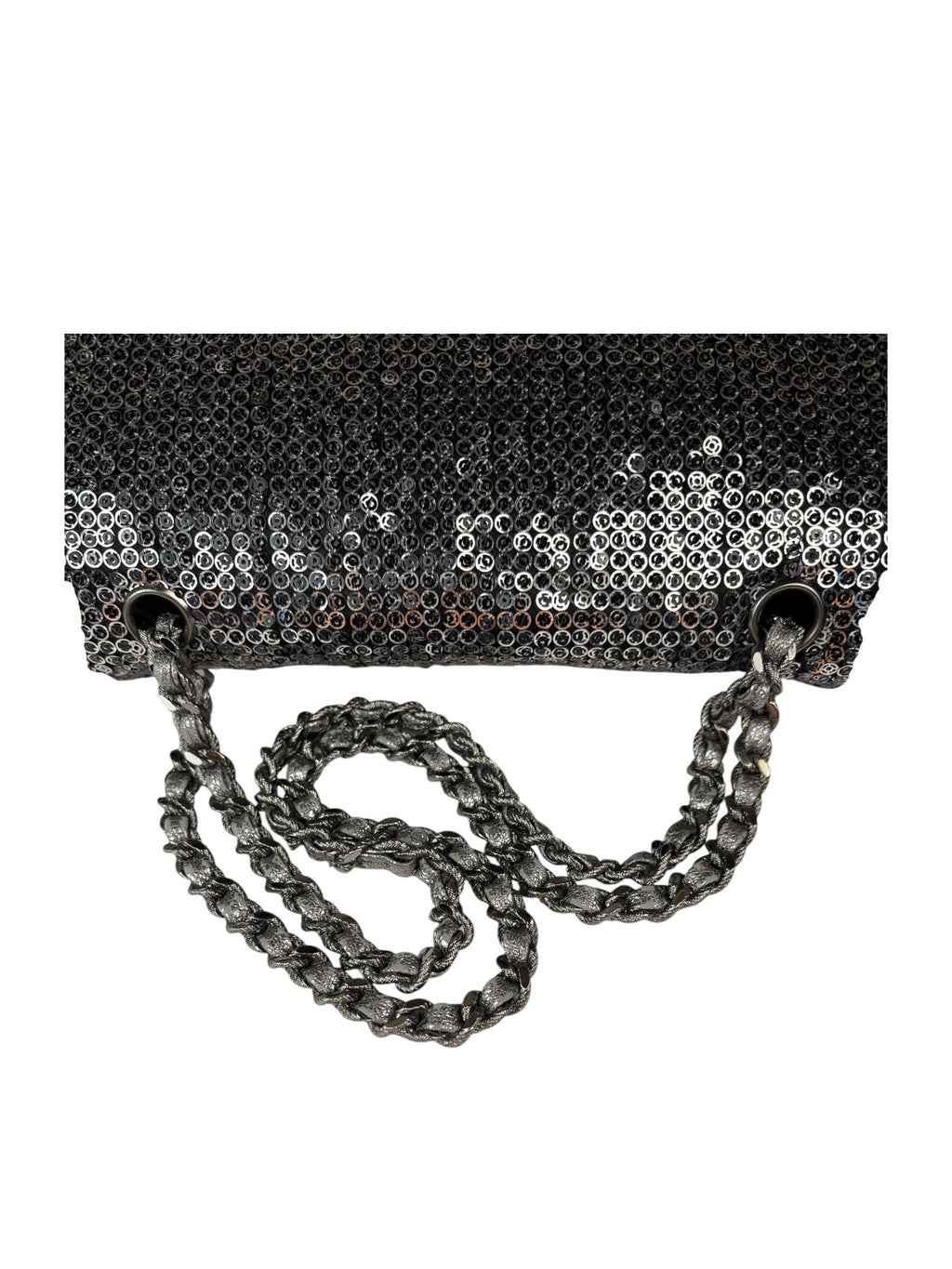 Chanel Silver Sequin East/West Flap Bag 2006