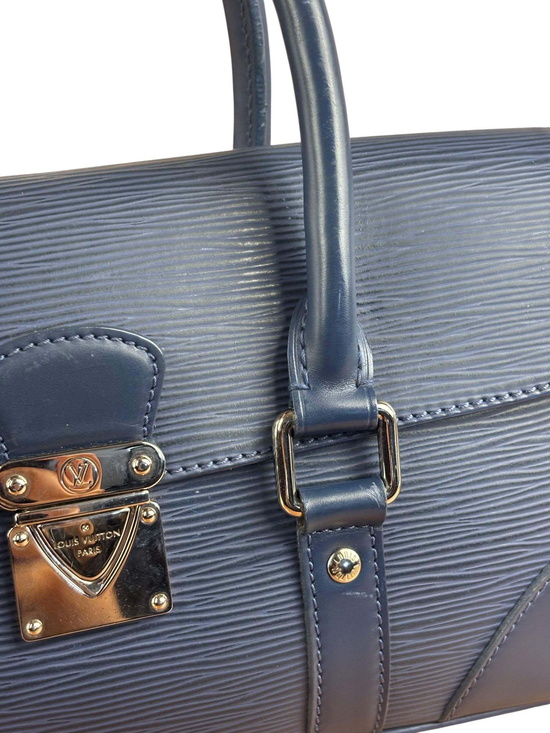 Louis Vuitton Navy Blue Leather Epi Segur Handbag PM