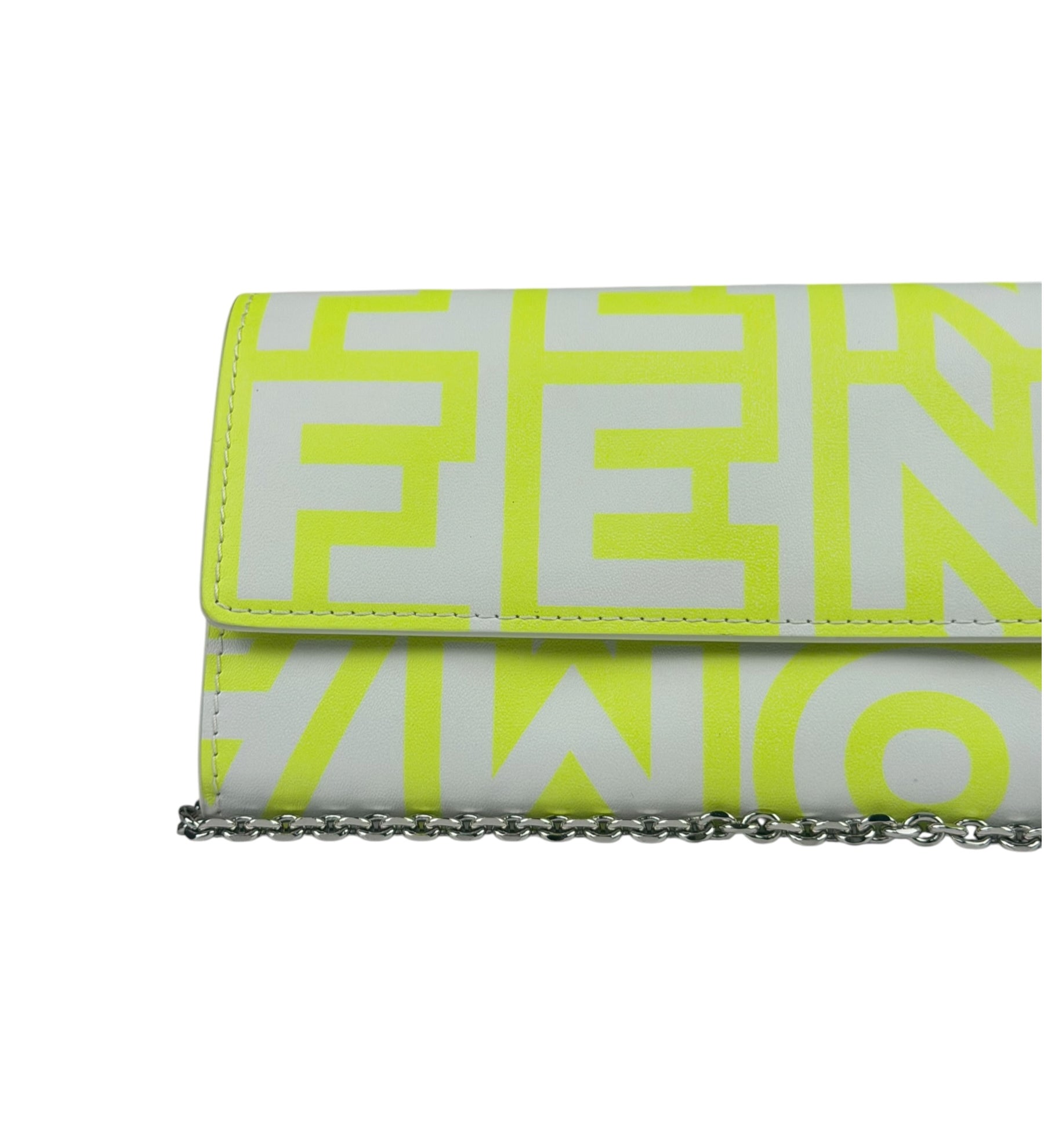 Fendi x Marc Jacobs Grey/Neon Yellow Roma Flap Wallet On Chain