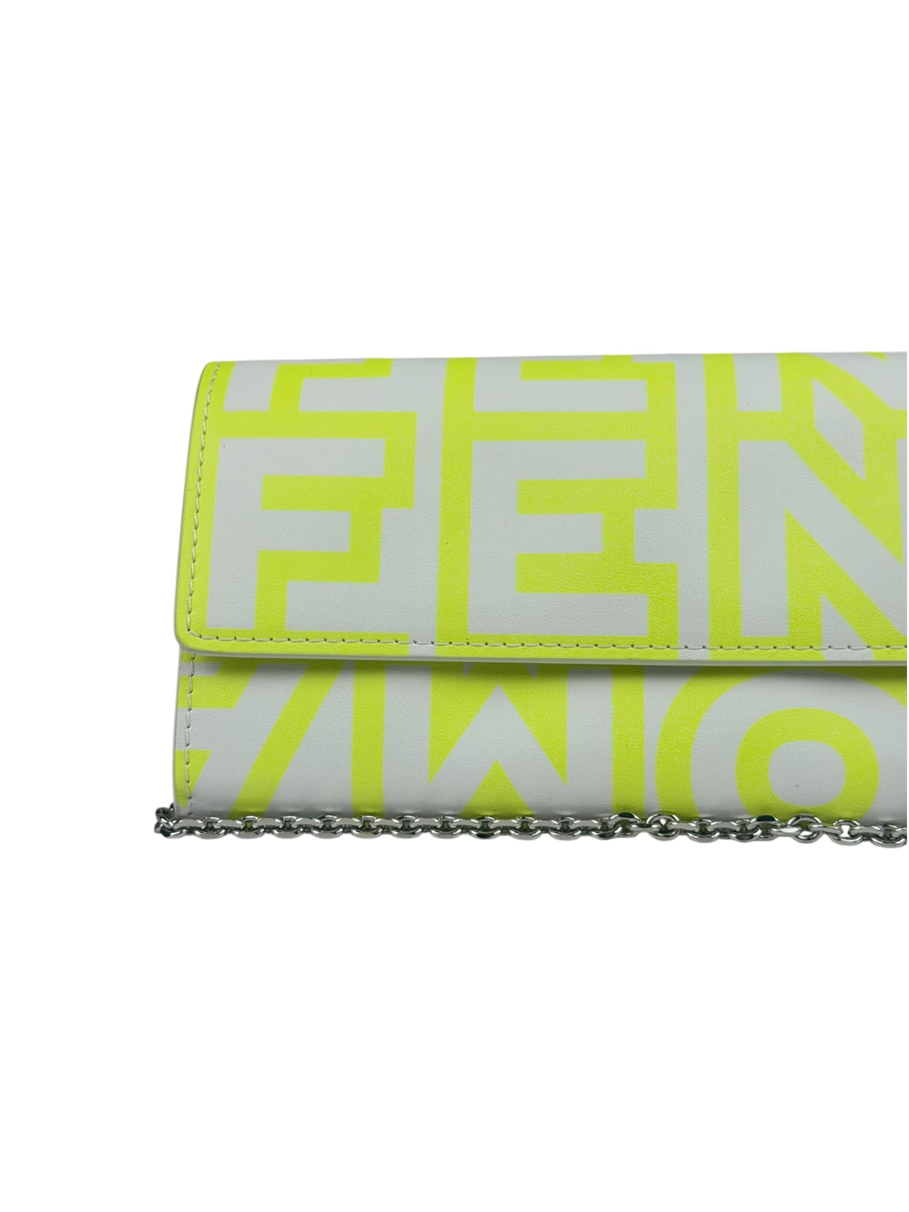 Fendi x Marc Jacobs Grey/Neon Yellow Roma Flap Wallet On Chain