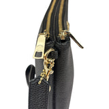 Coach Black Pebbled Leather Dual Zip Wristlet Wallet