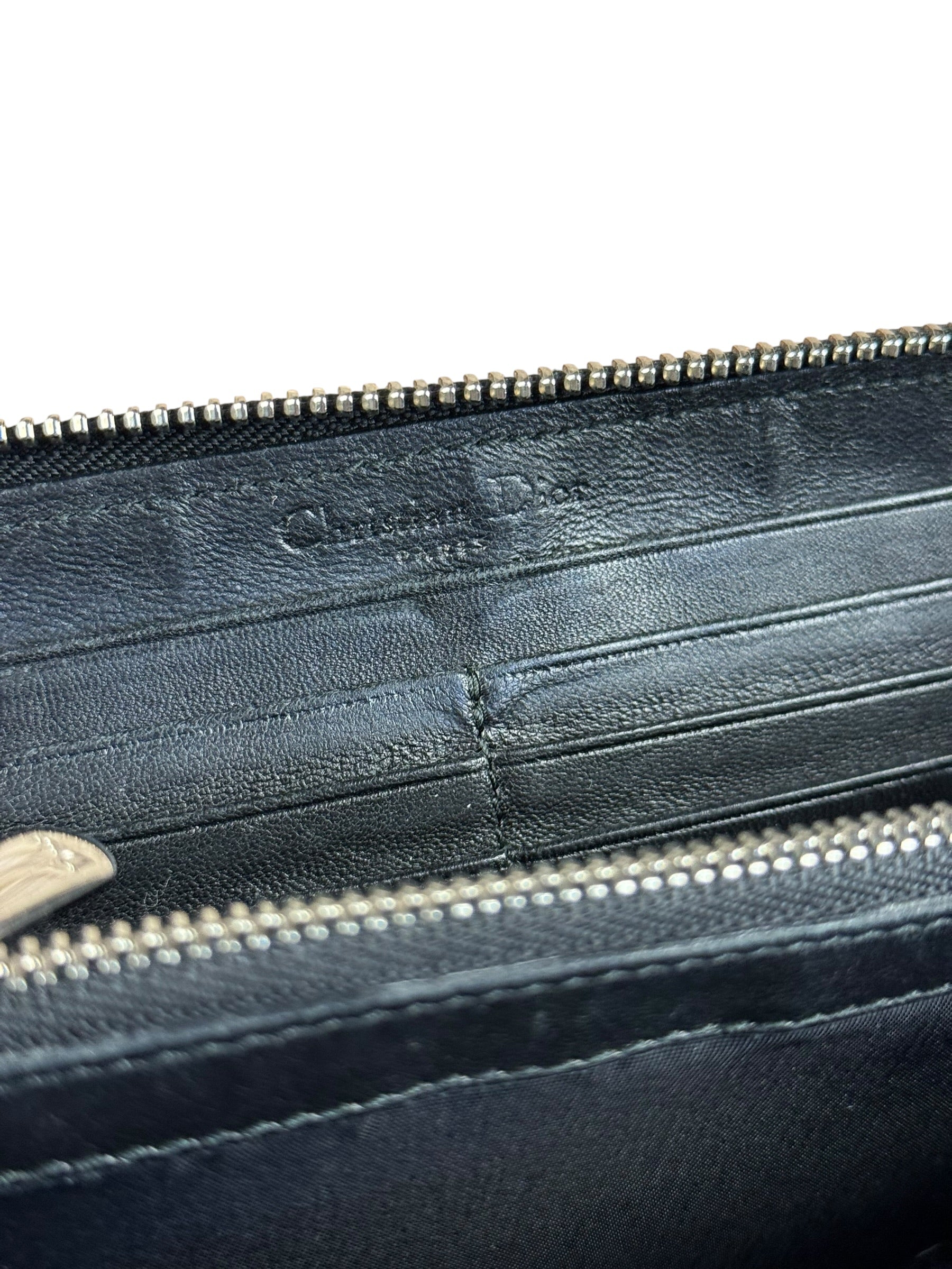 Christian Dior Vintage Black Quilted Leather Zippy Wallet