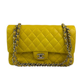 Chanel Yellow Quilted Lambskin Double Flap Bag 2009