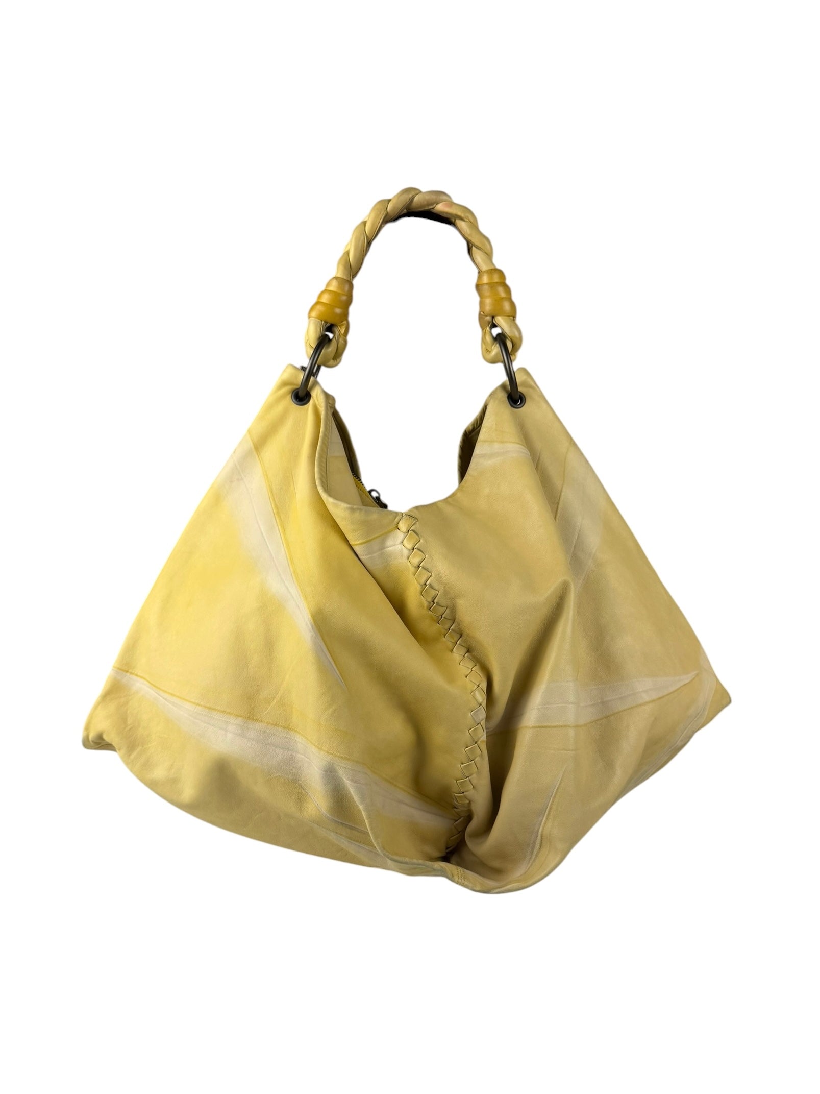 Bottega Veneta Yellow Calfskin Fortune Cookie Hobo