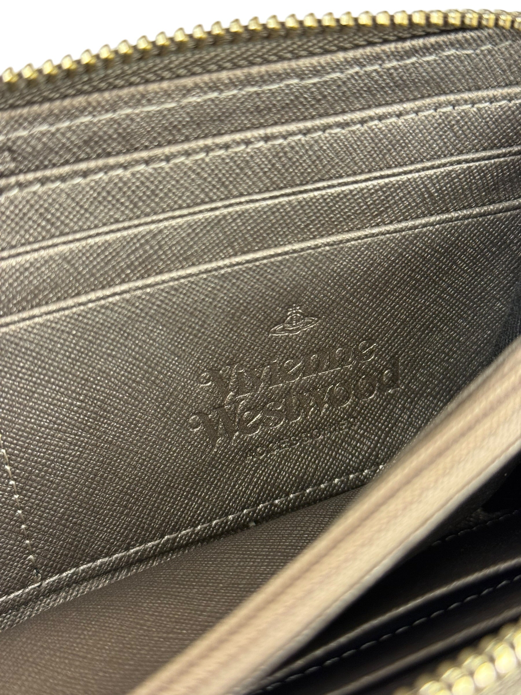 Vivienne Westwood Brown Leather Orb Zip Long Wallet