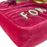 Gucci Pink GG Velvet Marmont "Blind for Love" Flap Bag