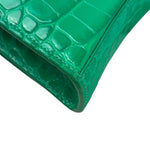 Balenciaga Green Crocodile Embossed Hourglass Wallet On Chain