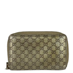 Gucci Metallic Gold Patent Leather GG Zippy Compressed Wallet