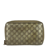 Gucci Metallic Gold Patent Leather GG Zippy Compressed Wallet