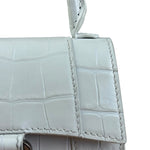 Balenciaga White Croc Embossed Nano Hourglass Bag