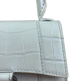 Balenciaga White Croc Embossed Nano Hourglass Bag