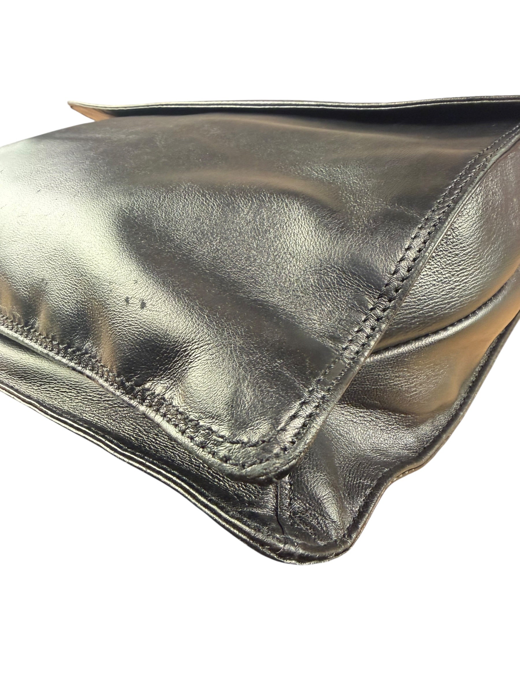 Chanel Vintage Black Leather Flap Crossbody Messenger Bag 1997