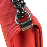 Chanel Red Quilted Lambskin Boy Flap Bag 2013