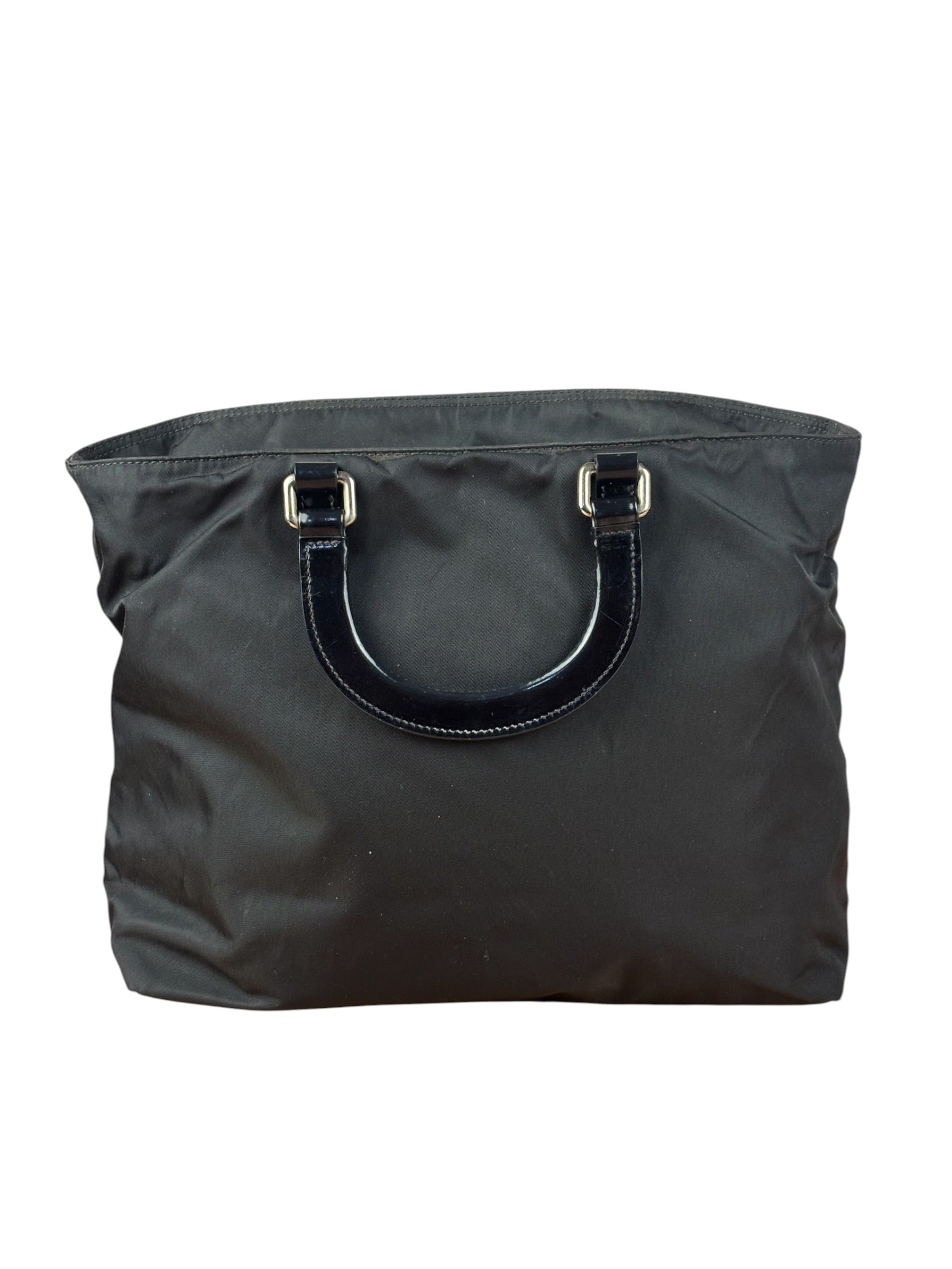 Prada Black Tessuto Nylon Leather Trim Hand Bag