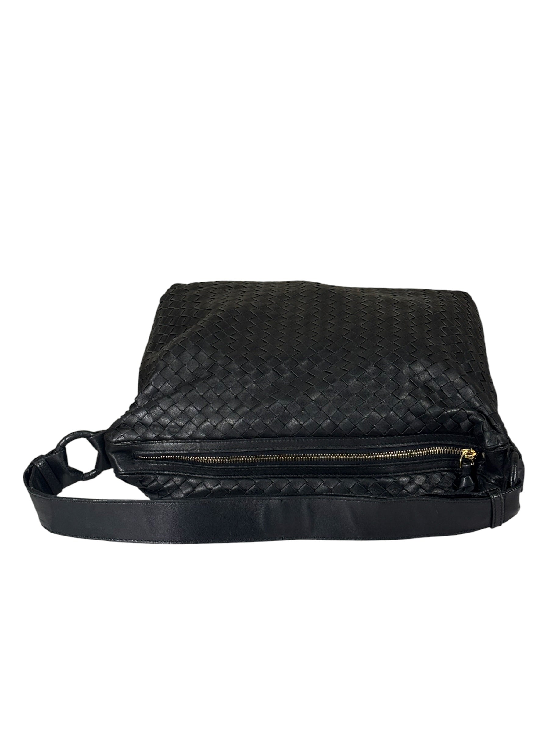 Bottega Veneta Black Intrecciato Woven Hobo Bag