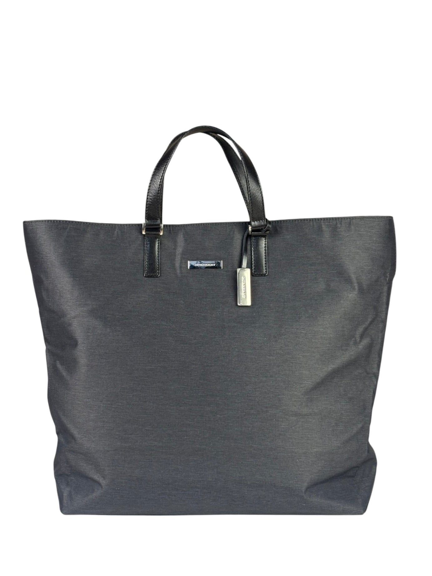 Burberry Grey Nylon/Leather Trim Tote